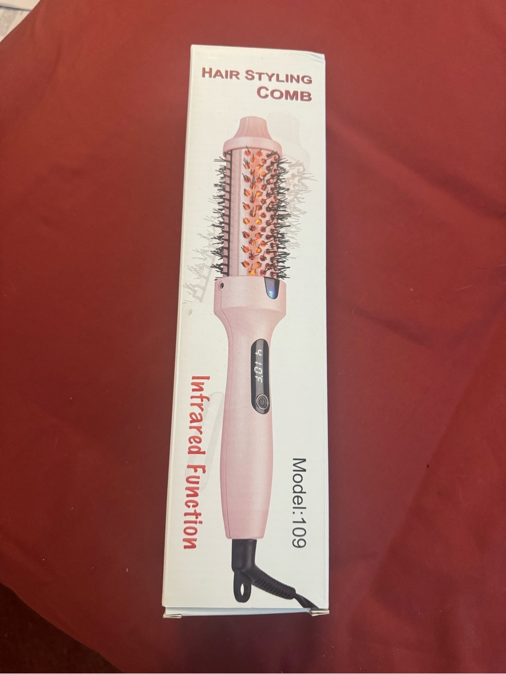 Hair Styling Comb Infrared Hot Brush - Pink